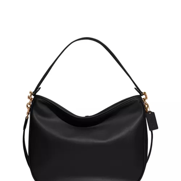 Coach Handbags - Coach Black Leather Shoulder Bag with Gold Accents